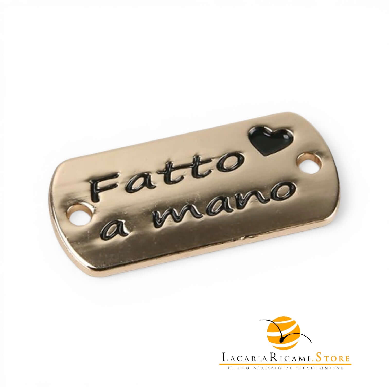Etichetta HANDMADE In Metallo - MAF Accessories - Colore: RETTANGOLARE OVALE 13x25mm - ORO - by LacariaRicami.Store