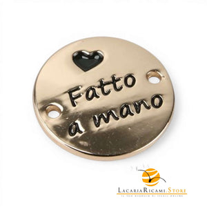 Etichetta HANDMADE In Metallo - MAF Accessories - Colore: TONDO 20mm - ORO - by LacariaRicami.Store