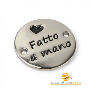 Etichetta HANDMADE In Metallo - MAF Accessories - Colore: TONDO 20mm - ARGENTO - by LacariaRicami.Store