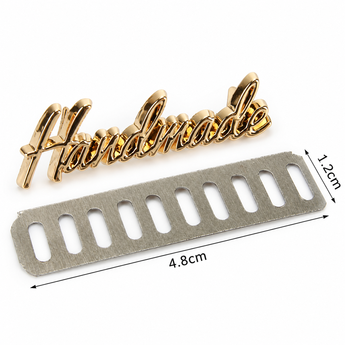 Etichetta HANDMADE In Metallo - MAF Accessories - Colore: HANDMADE 48x12mm - ORO - by LacariaRicami.Store