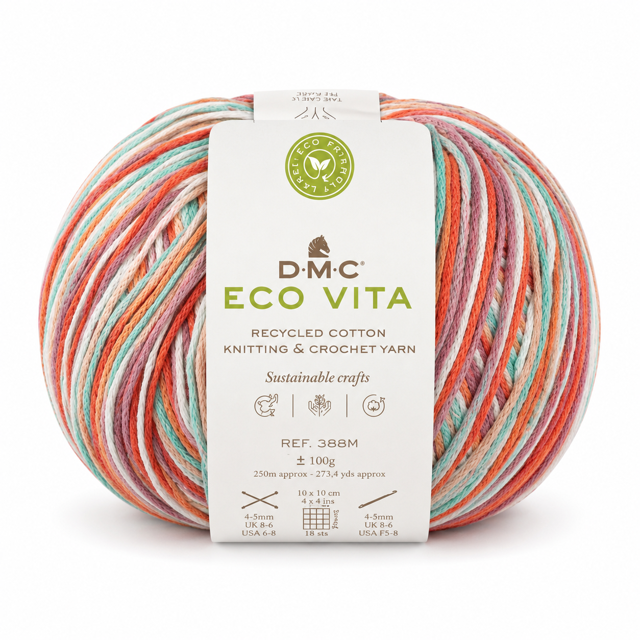 Cotone ECO VITA 3mm Crochet Multicolour - DMC - Colore: 603 - ACQUAMARINA MULTICOLOR - by LacariaRicami.Store