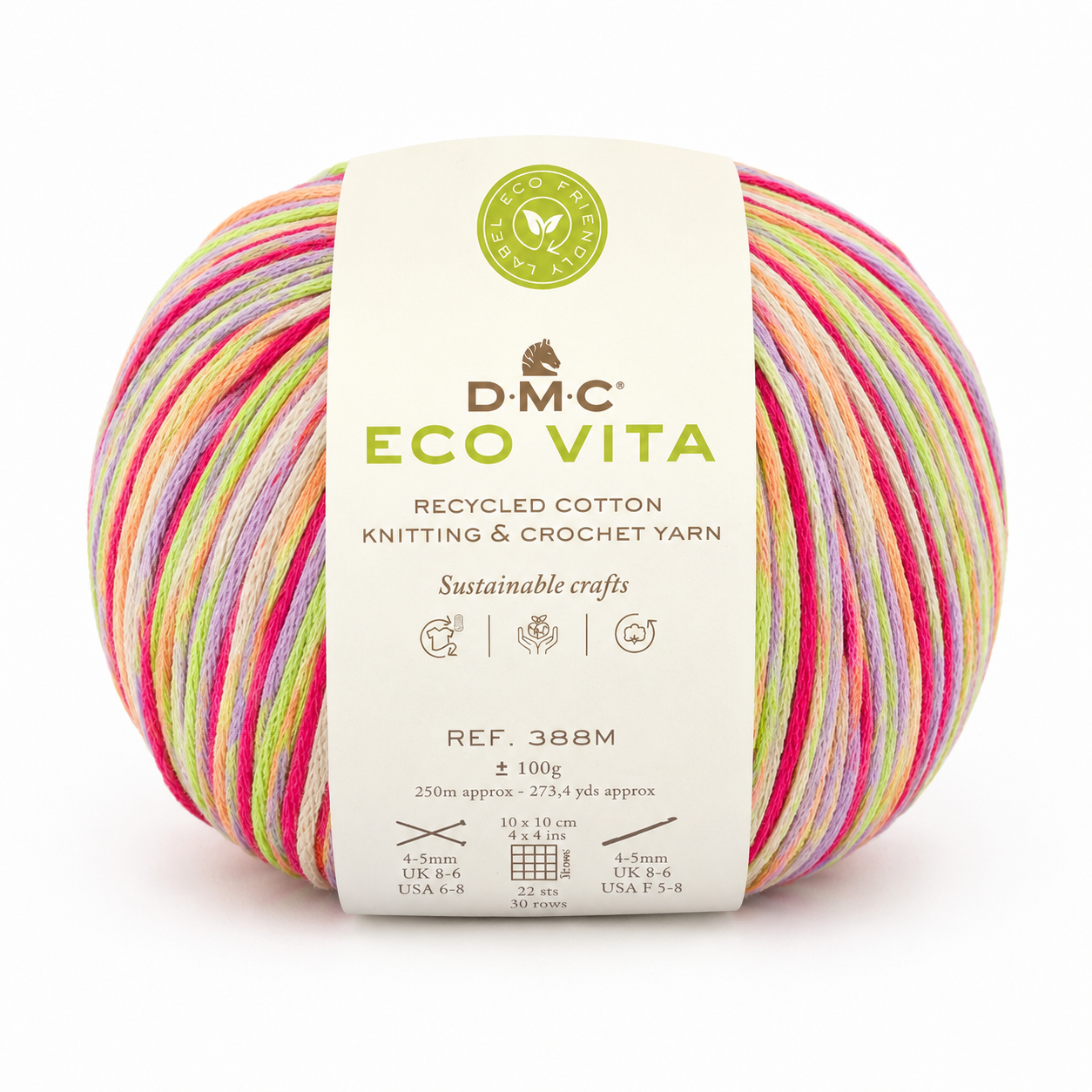 Cotone ECO VITA 3mm Crochet Multicolour - DMC - Colore: 607 - FUCSIA MULTICOLOR - by LacariaRicami.Store