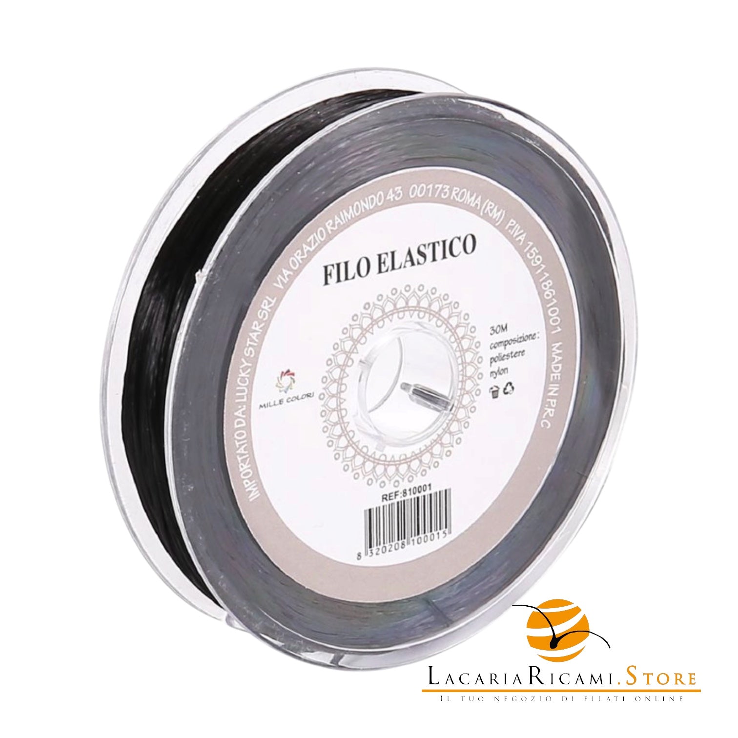 Filo Trasparente per Bigiotteria - Colore: NERO 0,4 mm - 30 metri - by LacariaRicami.Store