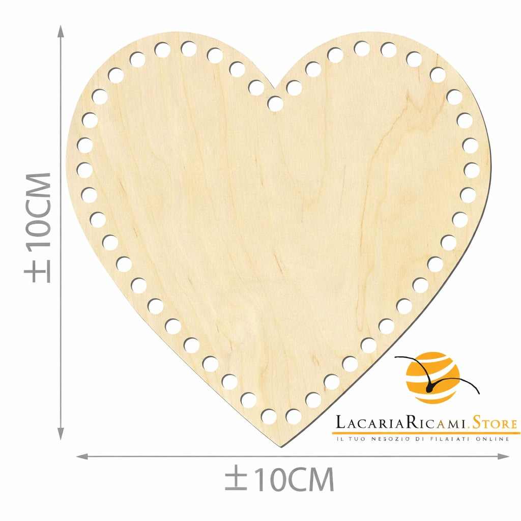 FONDO di LEGNO - MAS Srl - Colore: CUORE = 10 Cm - by LacariaRicami.Store
