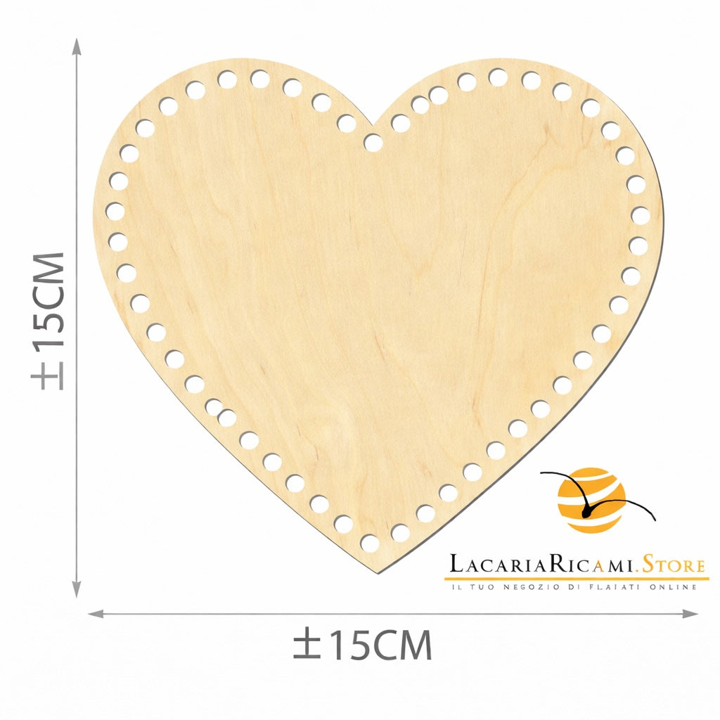FONDO di LEGNO - MAS Srl - Colore: CUORE = 15 Cm - by LacariaRicami.Store