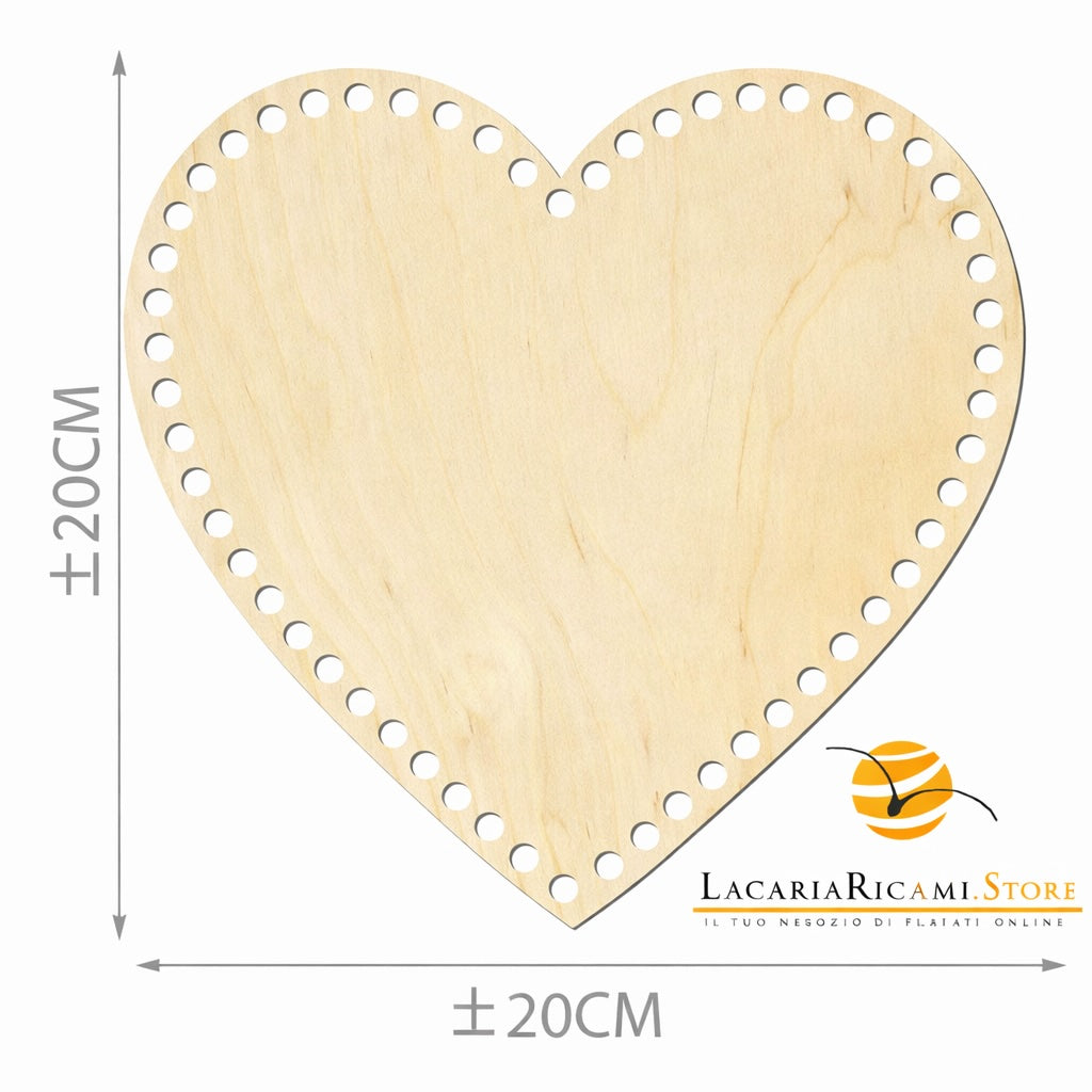 FONDO di LEGNO - MAS Srl - Colore: CUORE = 20 Cm - by LacariaRicami.Store