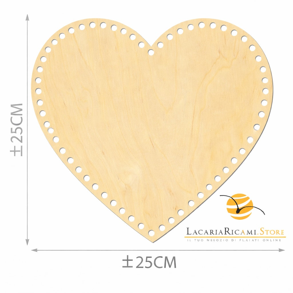 FONDO di LEGNO - MAS Srl - Colore: CUORE = 25 Cm - by LacariaRicami.Store