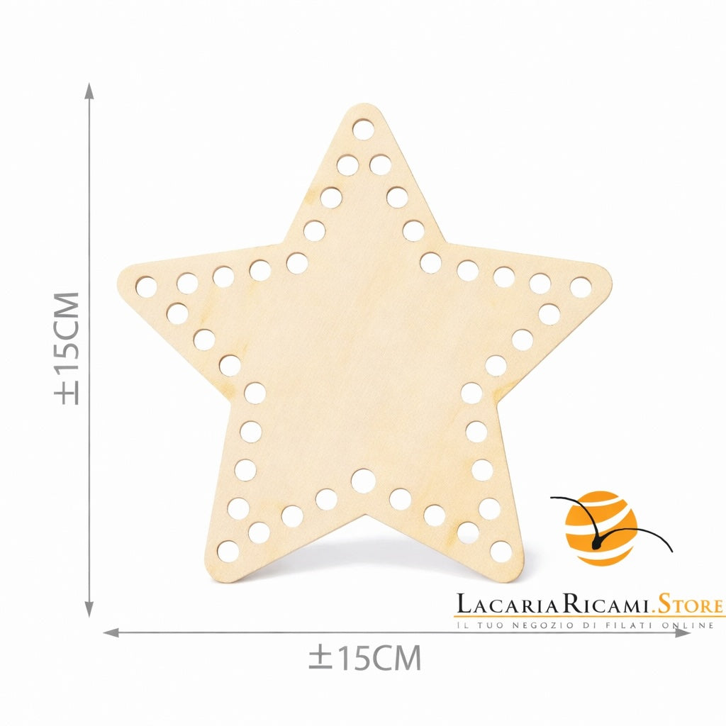 FONDO di LEGNO - MAS Srl - Colore: STELLA = 15 Cm - by LacariaRicami.Store