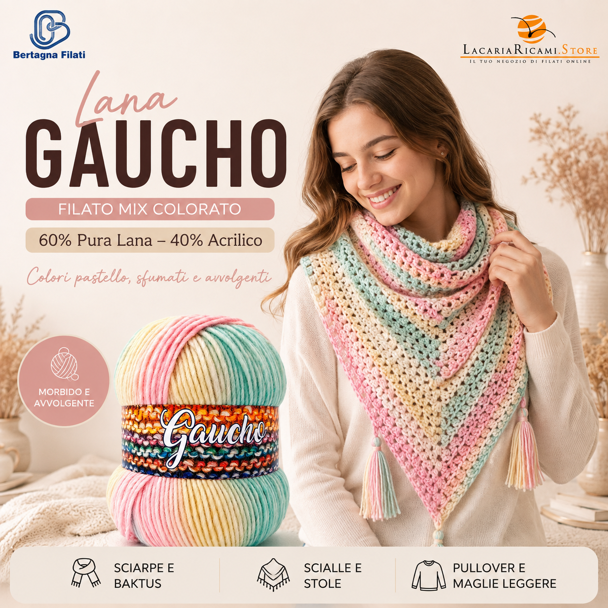 Lana GAUCHO - Bertagna Filati - Colore: - by LacariaRicami.Store