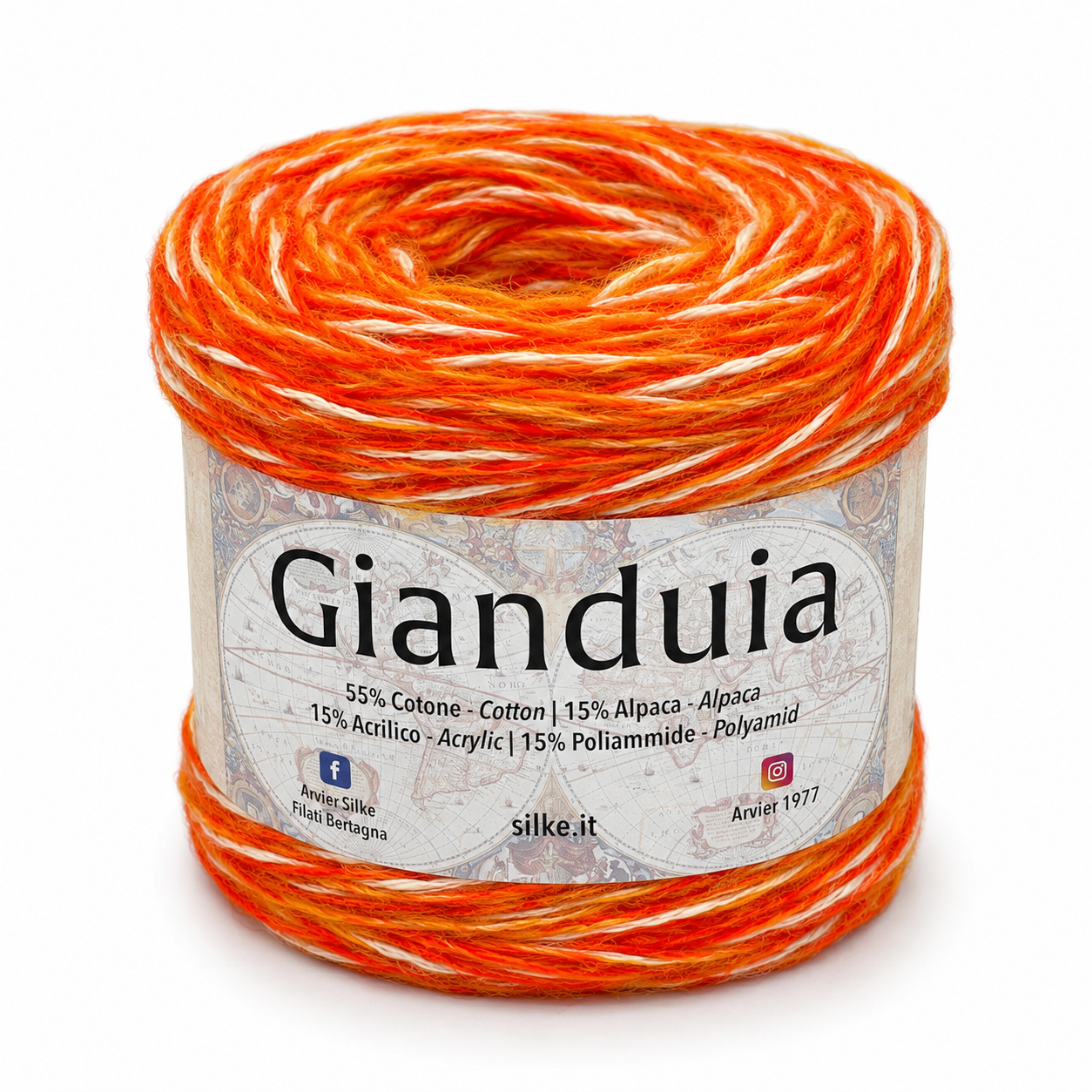 LANA/COTONE Gianduia - Silke - Colore: 08 - ARANCIONE MIX - by LacariaRicami.Store