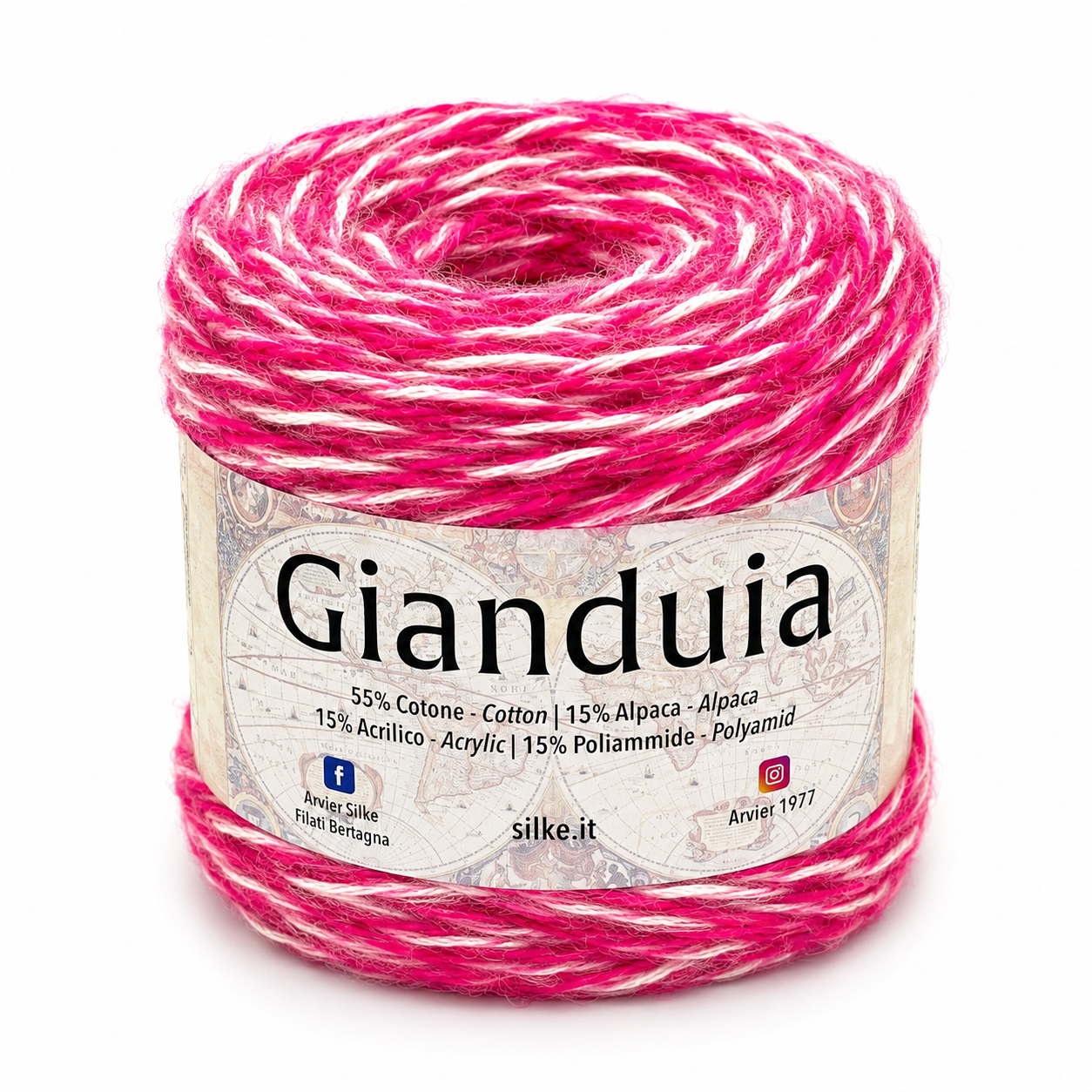 LANA/COTONE Gianduia - Silke - Colore: 15 - FUCSIA MIX - by LacariaRicami.Store