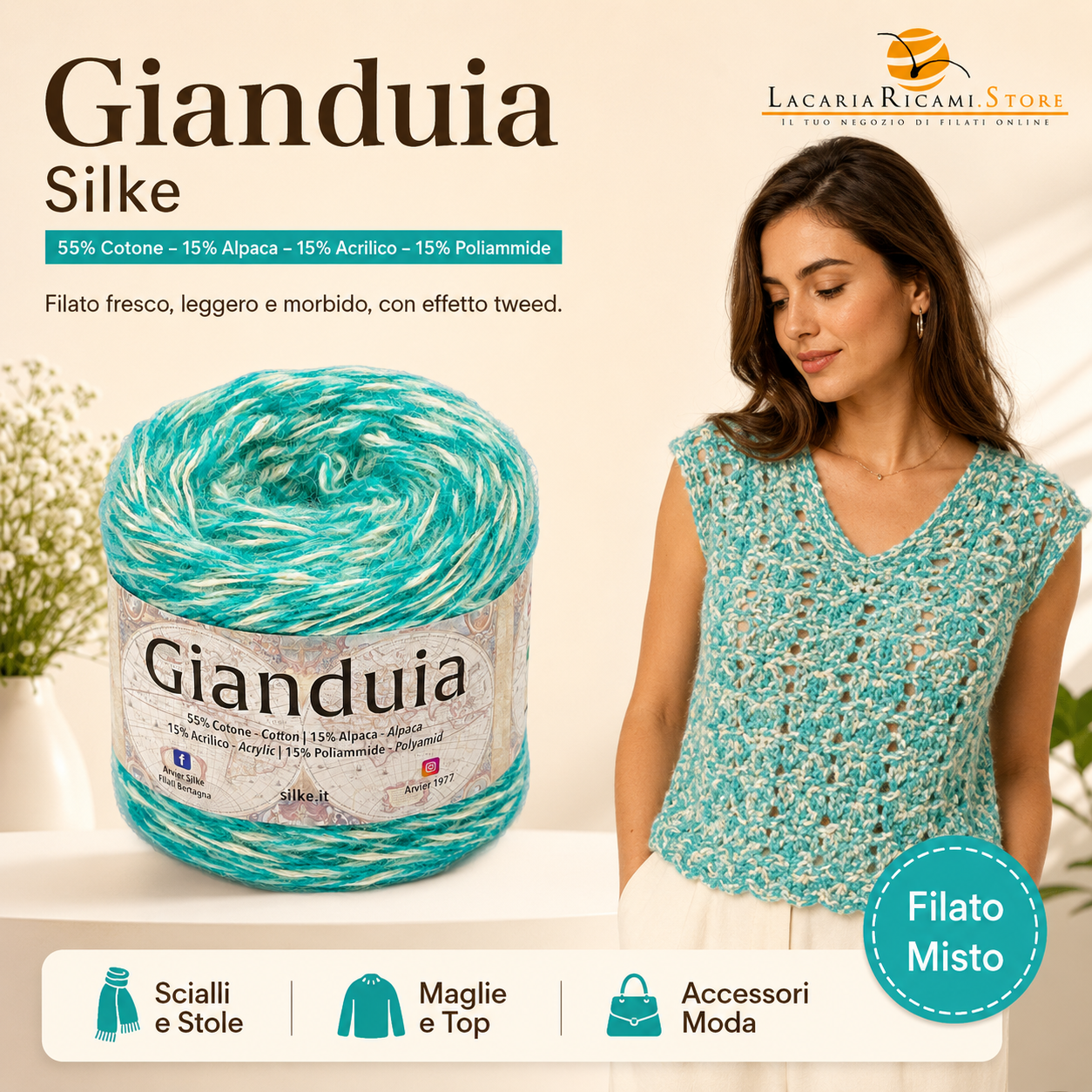 LANA/COTONE Gianduia - Silke - Colore: - by LacariaRicami.Store
