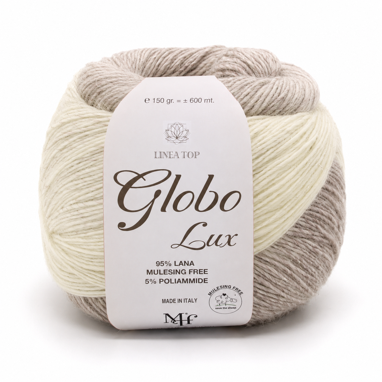 Lana GLOBO LUX – Miss Tricot Filati - Colore: 001 - TORTORA - by LacariaRicami.Store