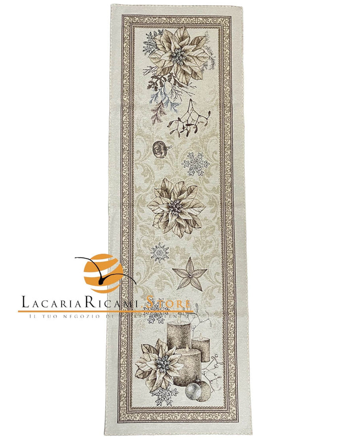 GOBELIN Stella di Natale con Candele Oro RIFINITO | Runner Natalizio Elegante e Luminoso - - LacariaRicami.Store