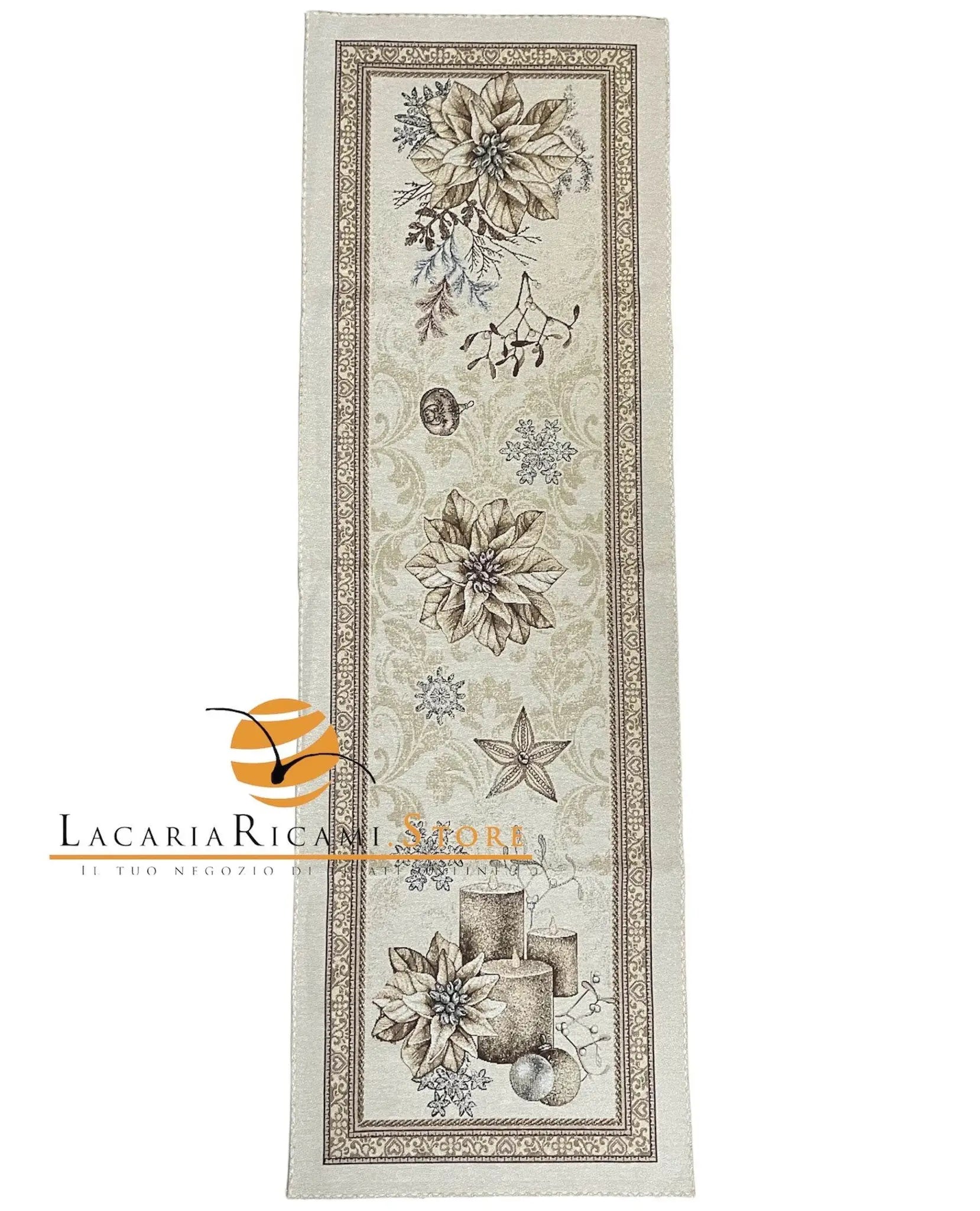 GOBELIN Stella di Natale con Candele Oro RIFINITO | Runner Natalizio Elegante e Luminoso - - LacariaRicami.Store