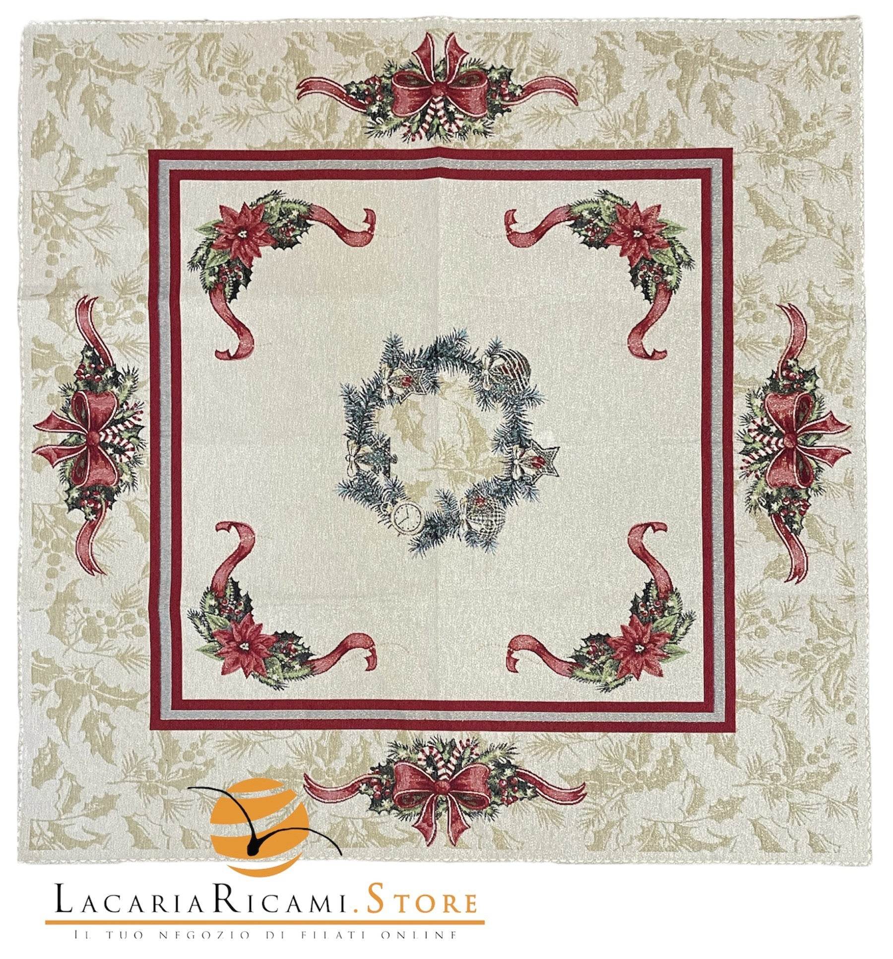 GOBELIN Stella di Natale con Fiocco RIFINITO | Gobelin Decorativo Natalizio di Qualità - - LacariaRicami.Store
