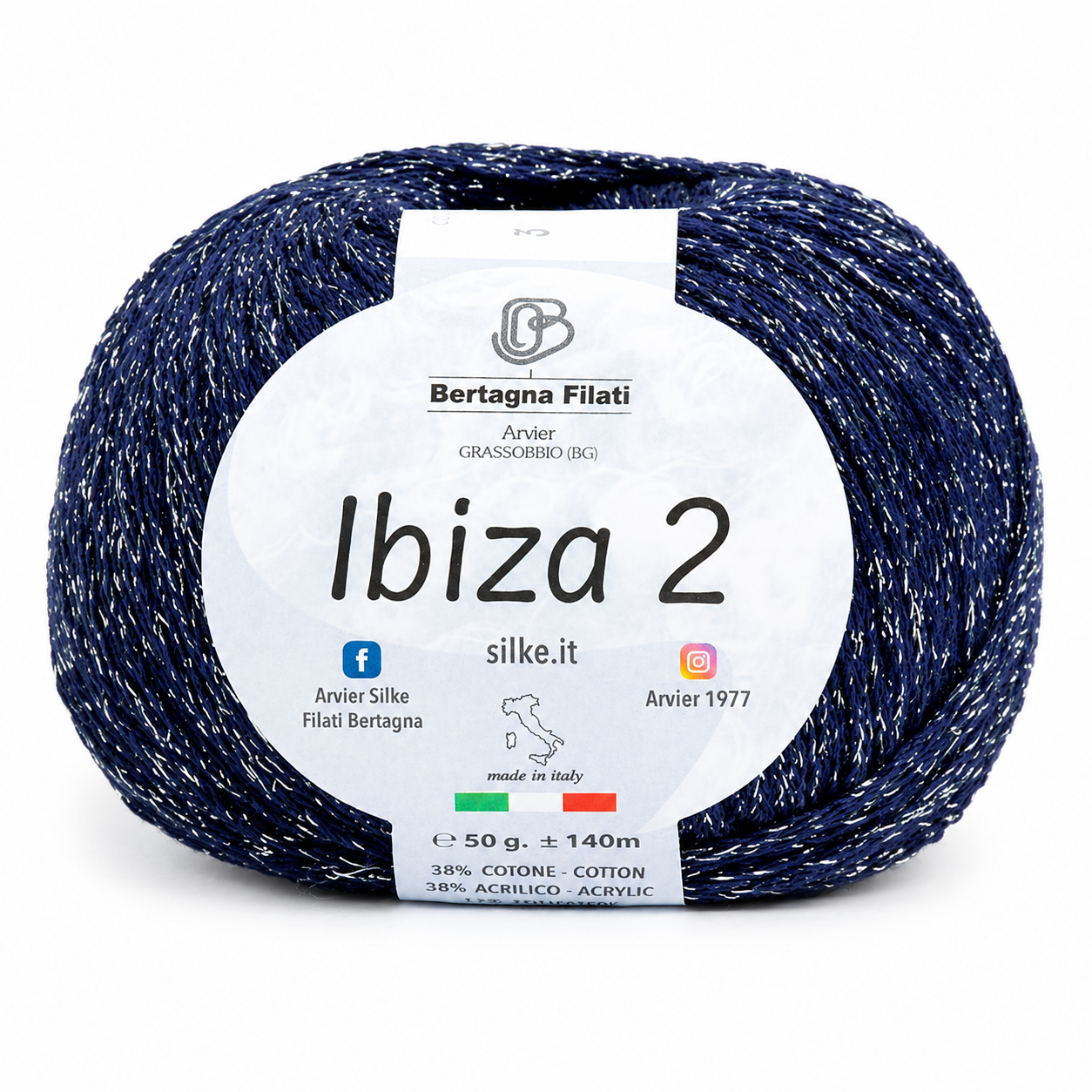 Cotone IBIZA 2 - Bertagna Filati - Colore: 3(2) - BLU SCURO LUREX ARGENTO - by LacariaRicami.Store