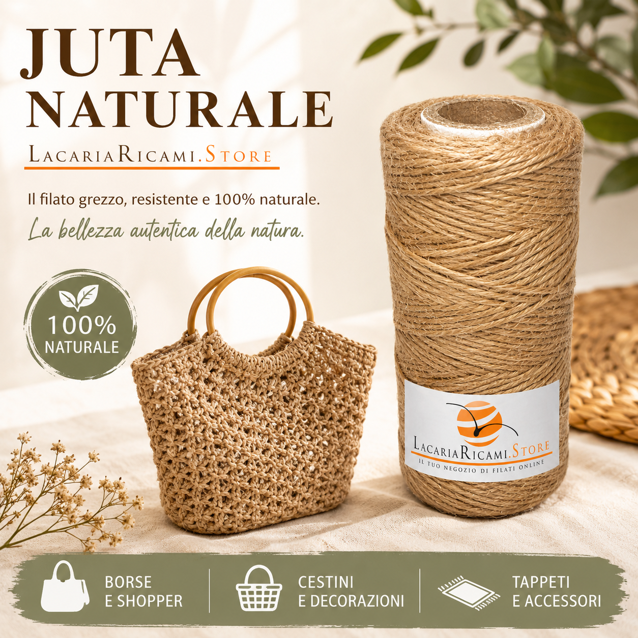 ROCCHE Juta Naturale - LacariaRicami.Store - Colore: - by LacariaRicami.Store