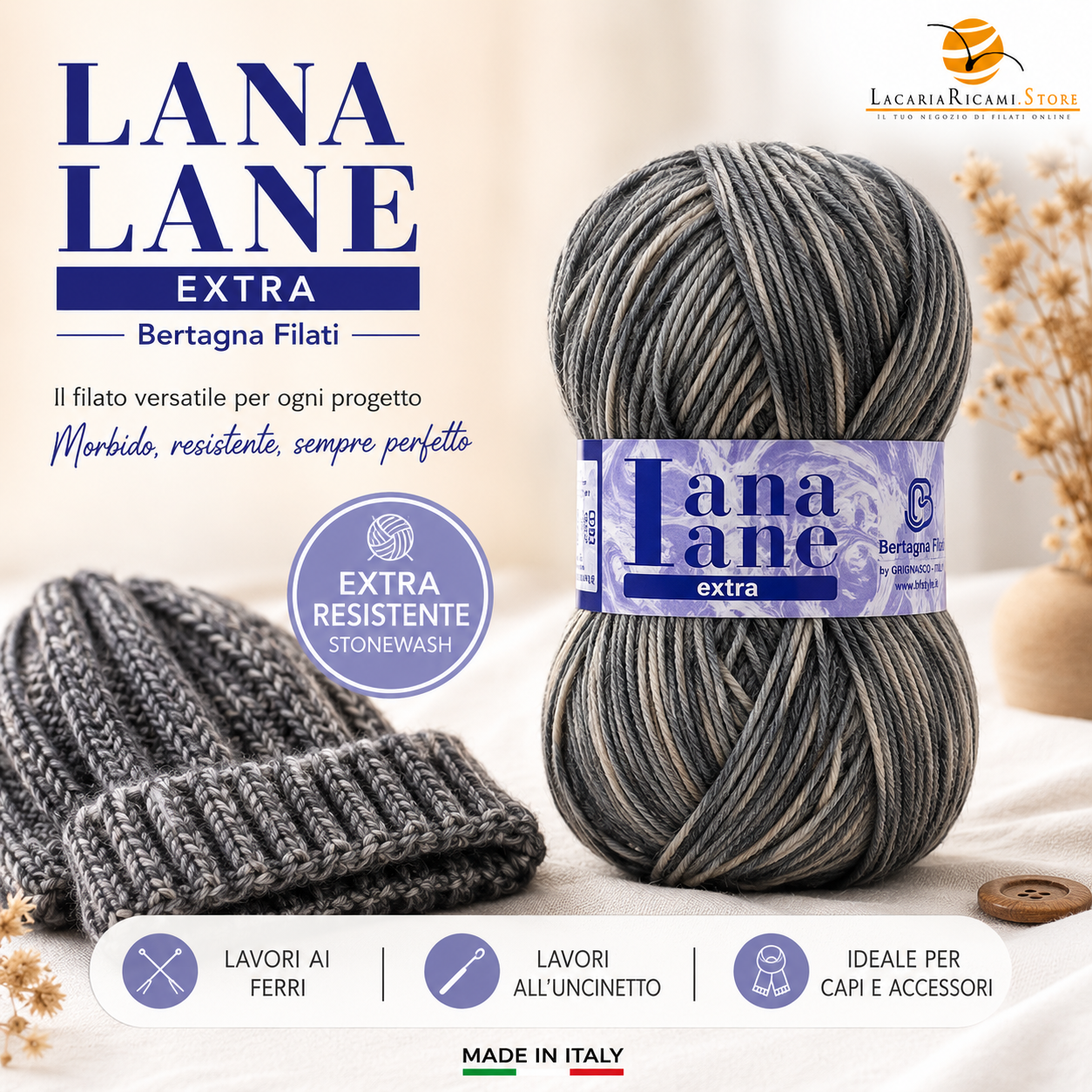 Lana Lane Extra Stampato StoneWash - Bertagna Filati - Colore: - by LacariaRicami.Store