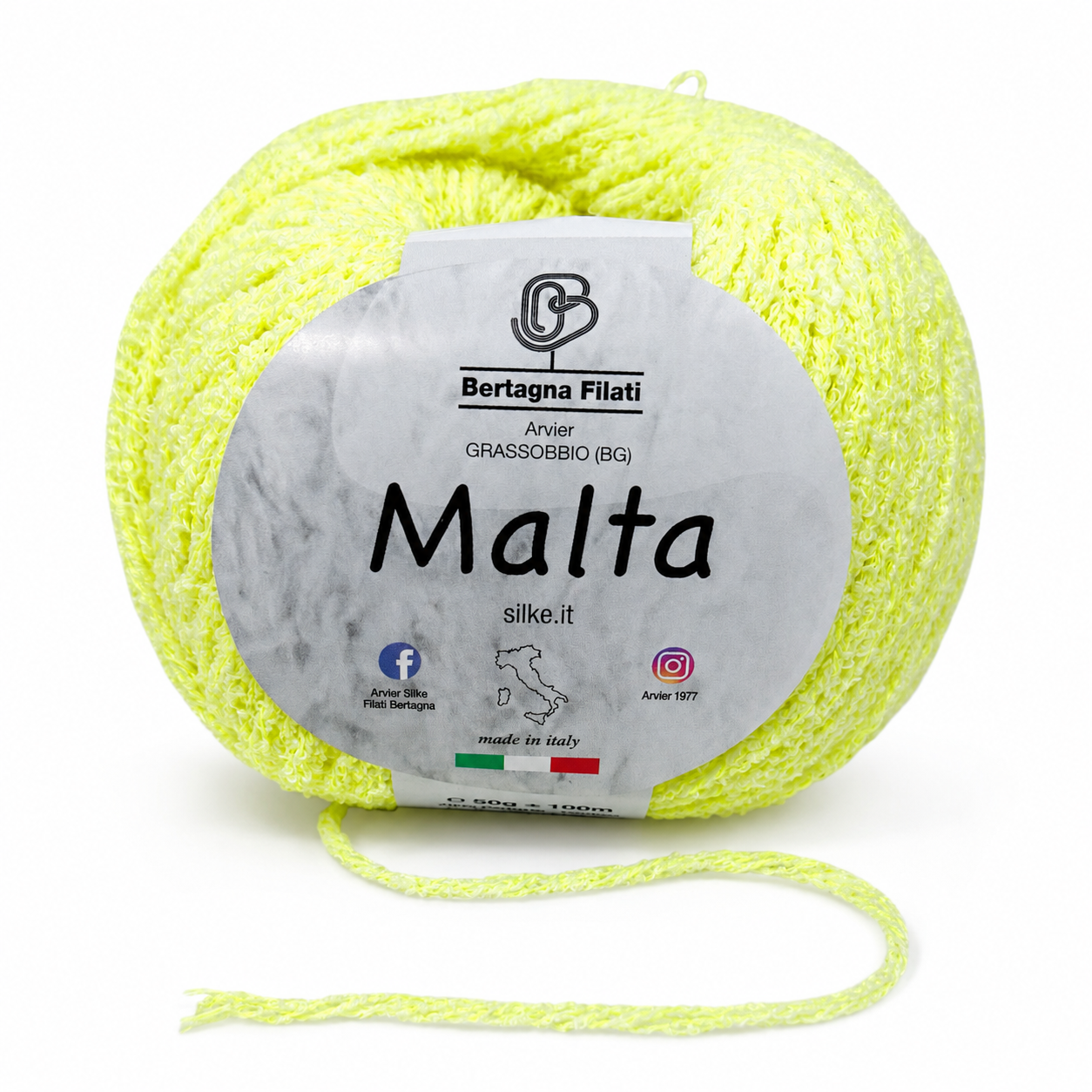 Cotone MALTA - Bertagna Filati - Colore: 21 - GIALLO FLUO - by LacariaRicami.Store
