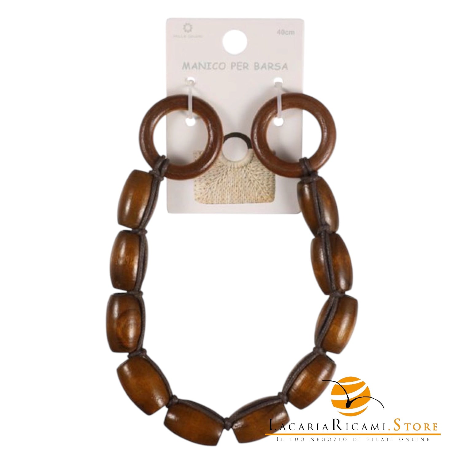 MANICO con Perle di Legno - 40 Cm - Colore: MARRONCINO - by LacariaRicami.Store