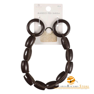 MANICO con Perle di Legno - 40 Cm - Colore: MARRONE - by LacariaRicami.Store