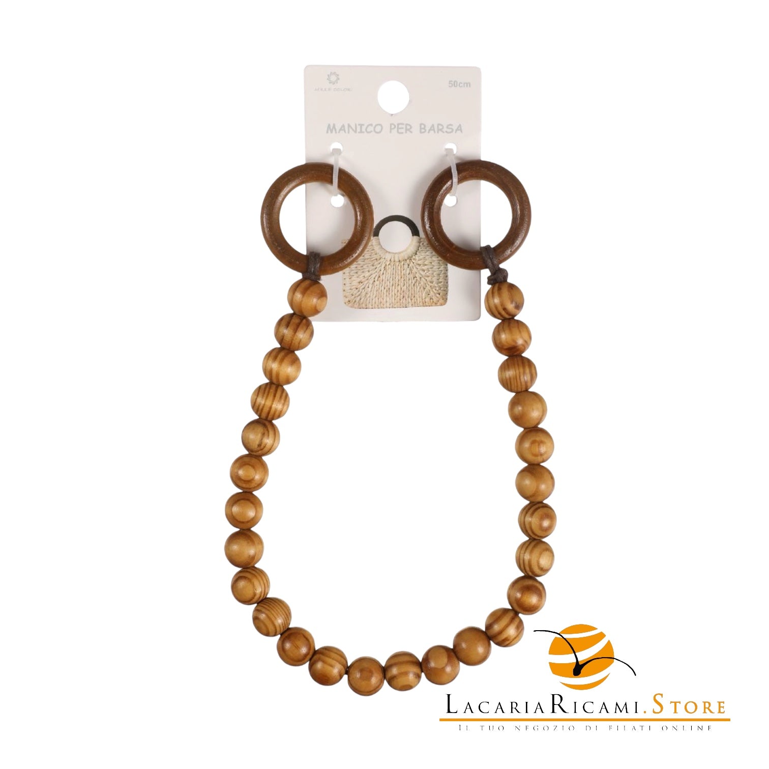 MANICO con Perle di Legno - 50 Cm - Colore: - by LacariaRicami.Store