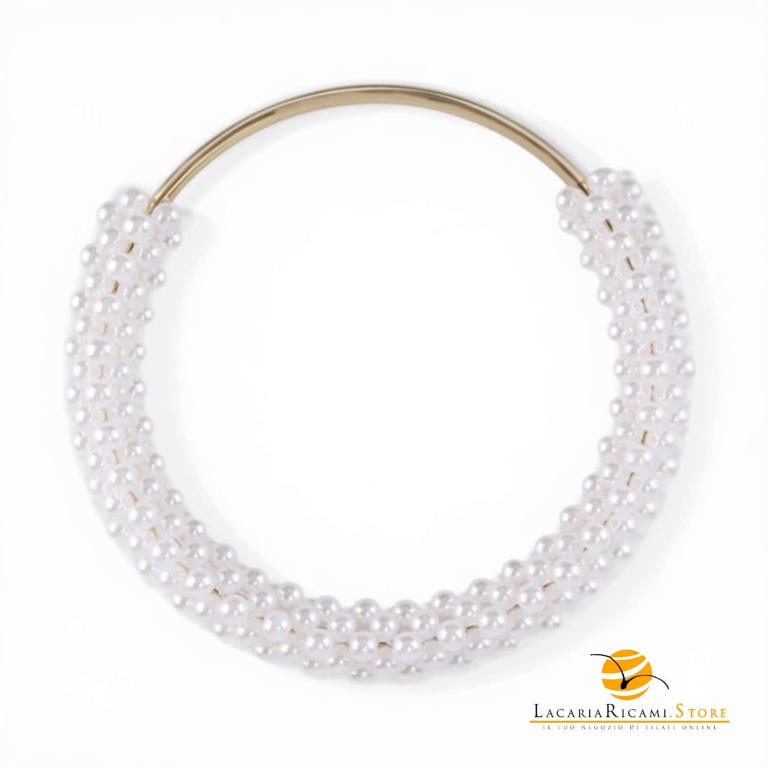 Manico Con Perle Per Borse - MAF Accessories - Colore: ORO-BIANCO - by LacariaRicami.Store