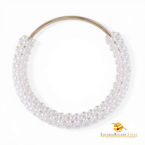 Manico Con Perle Per Borse - MAF Accessories - Colore: ORO-BIANCO - by LacariaRicami.Store