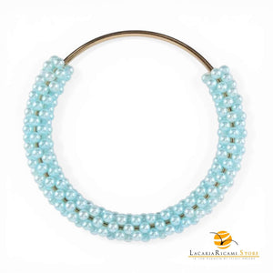 Manico Con Perle Per Borse - MAF Accessories - Colore: ORO-CELESTE - by LacariaRicami.Store