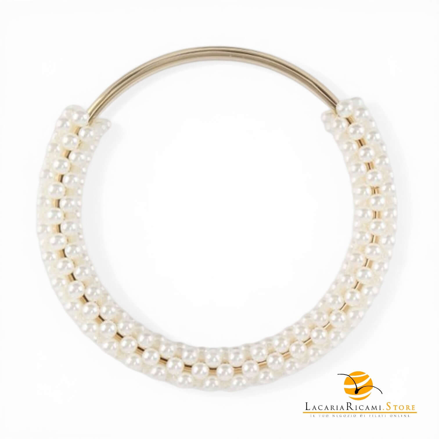 Manico Con Perle Per Borse - MAF Accessories - Colore: ORO-PANNA - by LacariaRicami.Store