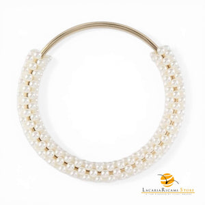 Manico Con Perle Per Borse - MAF Accessories - Colore: ORO-PANNA - by LacariaRicami.Store