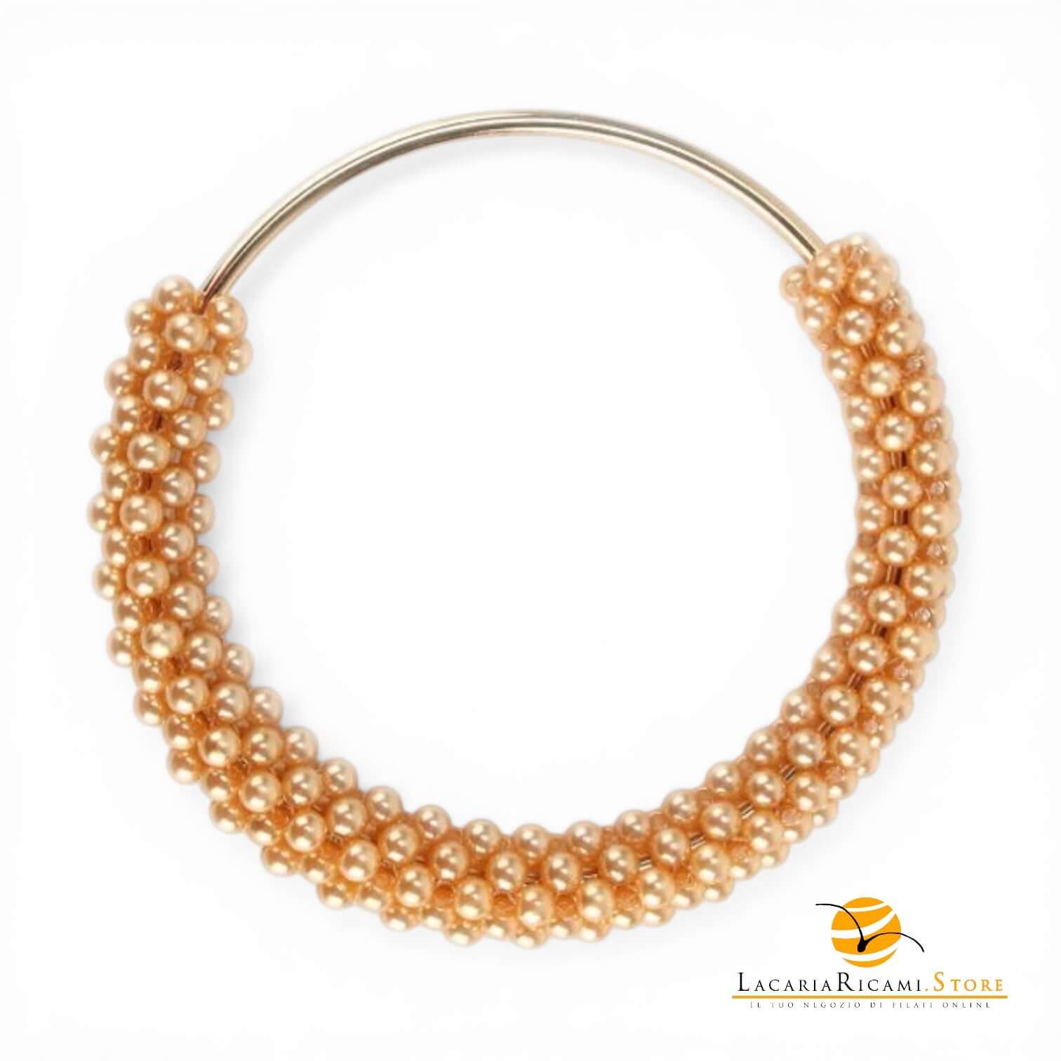 Manico Con Perle Per Borse - MAF Accessories - Colore: ORO-PESCA - by LacariaRicami.Store