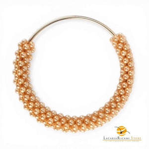 Manico Con Perle Per Borse - MAF Accessories - Colore: ORO-PESCA - by LacariaRicami.Store