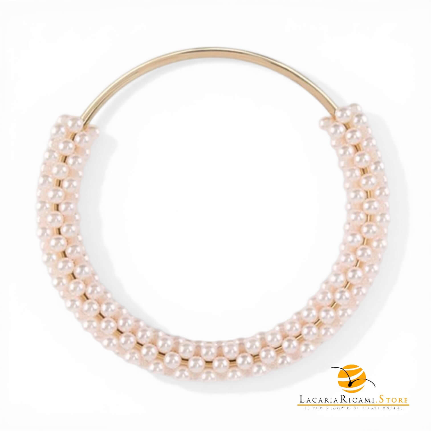 Manico Con Perle Per Borse - MAF Accessories - Colore: ORO-ROSA - by LacariaRicami.Store