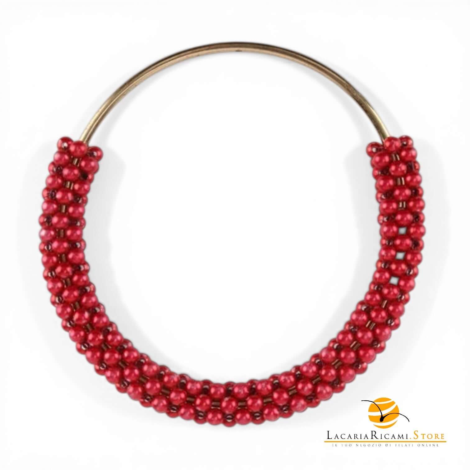 Manico Con Perle Per Borse - MAF Accessories - Colore: ORO-ROSSO - by LacariaRicami.Store