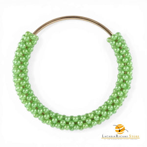 Manico Con Perle Per Borse - MAF Accessories - Colore: ORO-VERDE - by LacariaRicami.Store