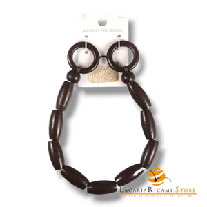 MANICO con Perle di Legno - 49 Cm - Colore: MARRONE - by LacariaRicami.Store