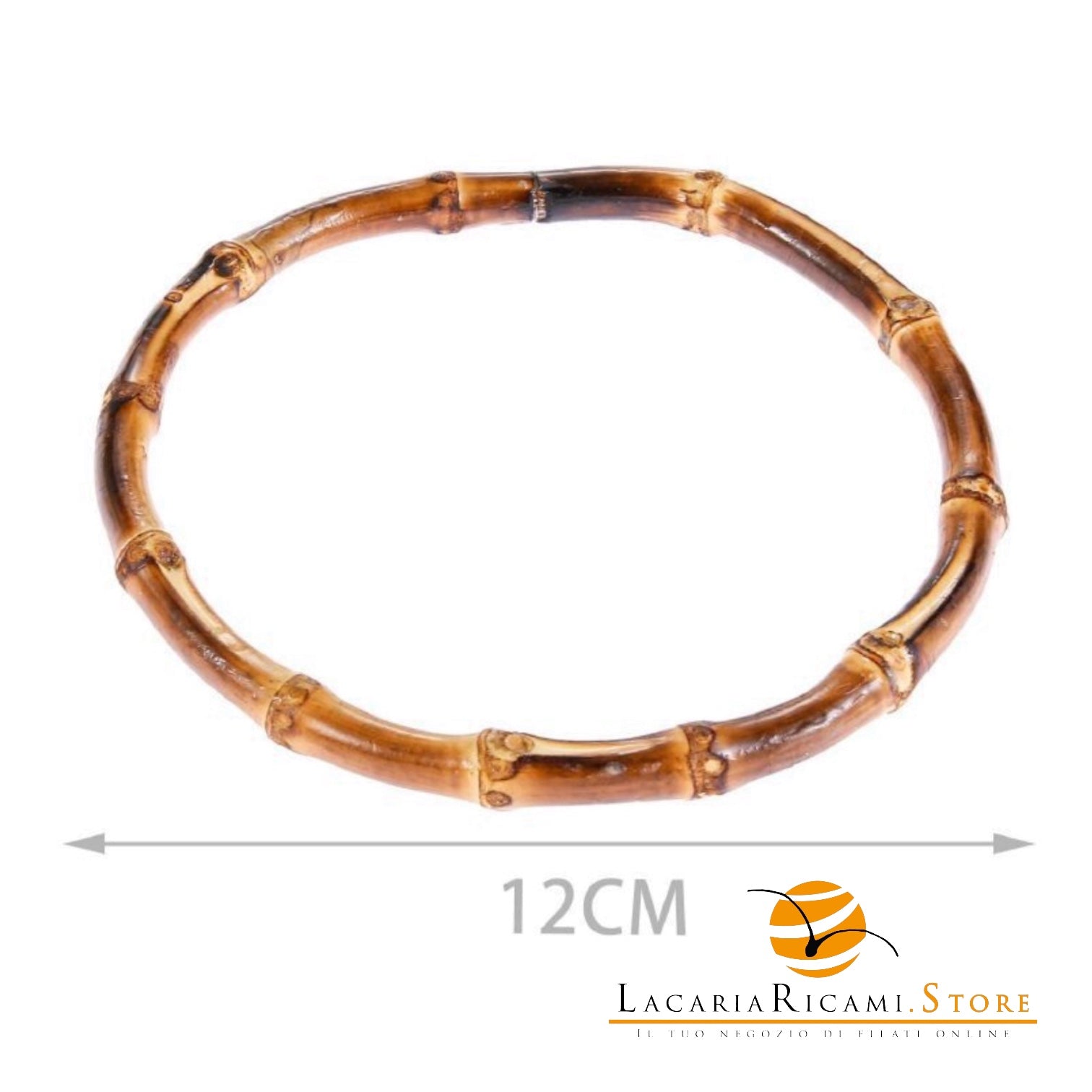 SET 2 Manici In Bamboo Tondi - Colore: 12 Cm - BRUCIATO - by LacariaRicami.Store