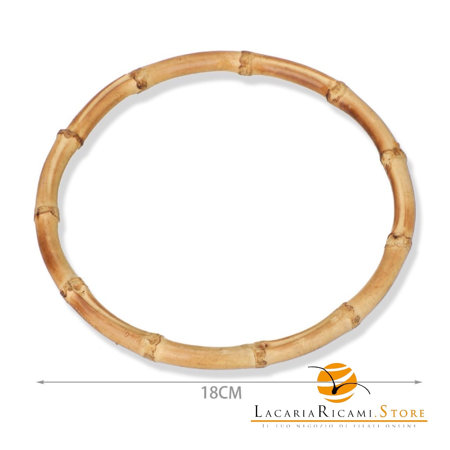 SET 2 Manici In Bamboo Tondi - Colore: 18 Cm - CHIARO - by LacariaRicami.Store