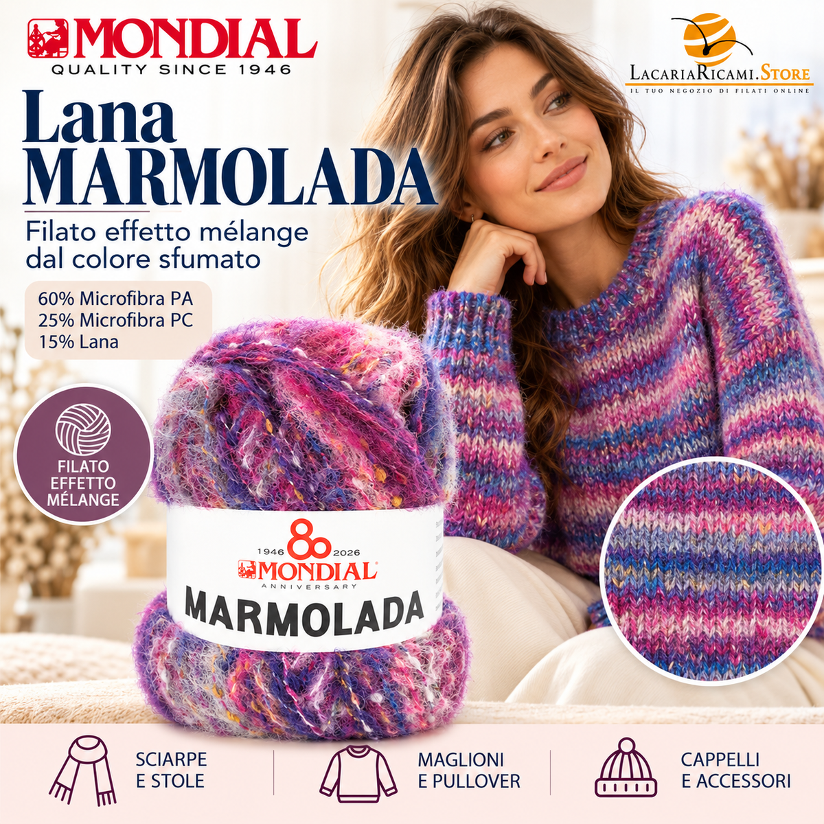 Lana MARMOLADA - MONDIAL - Colore: - by LacariaRicami.Store