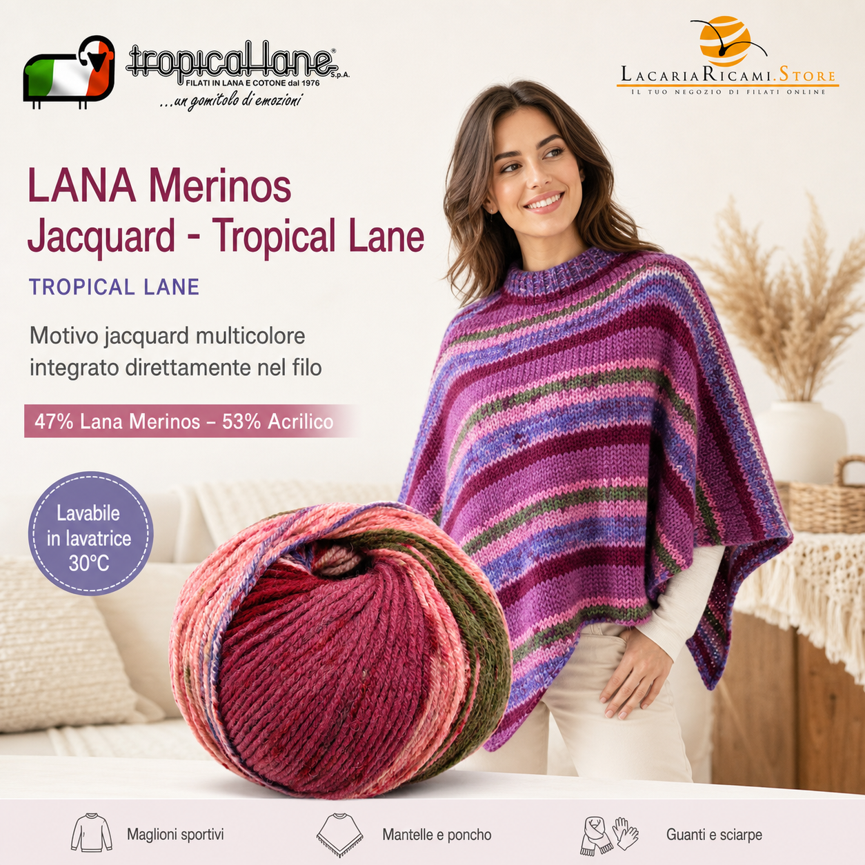 LANA Merinos Jacquard - Tropical Lane - Colore: - by LacariaRicami.Store