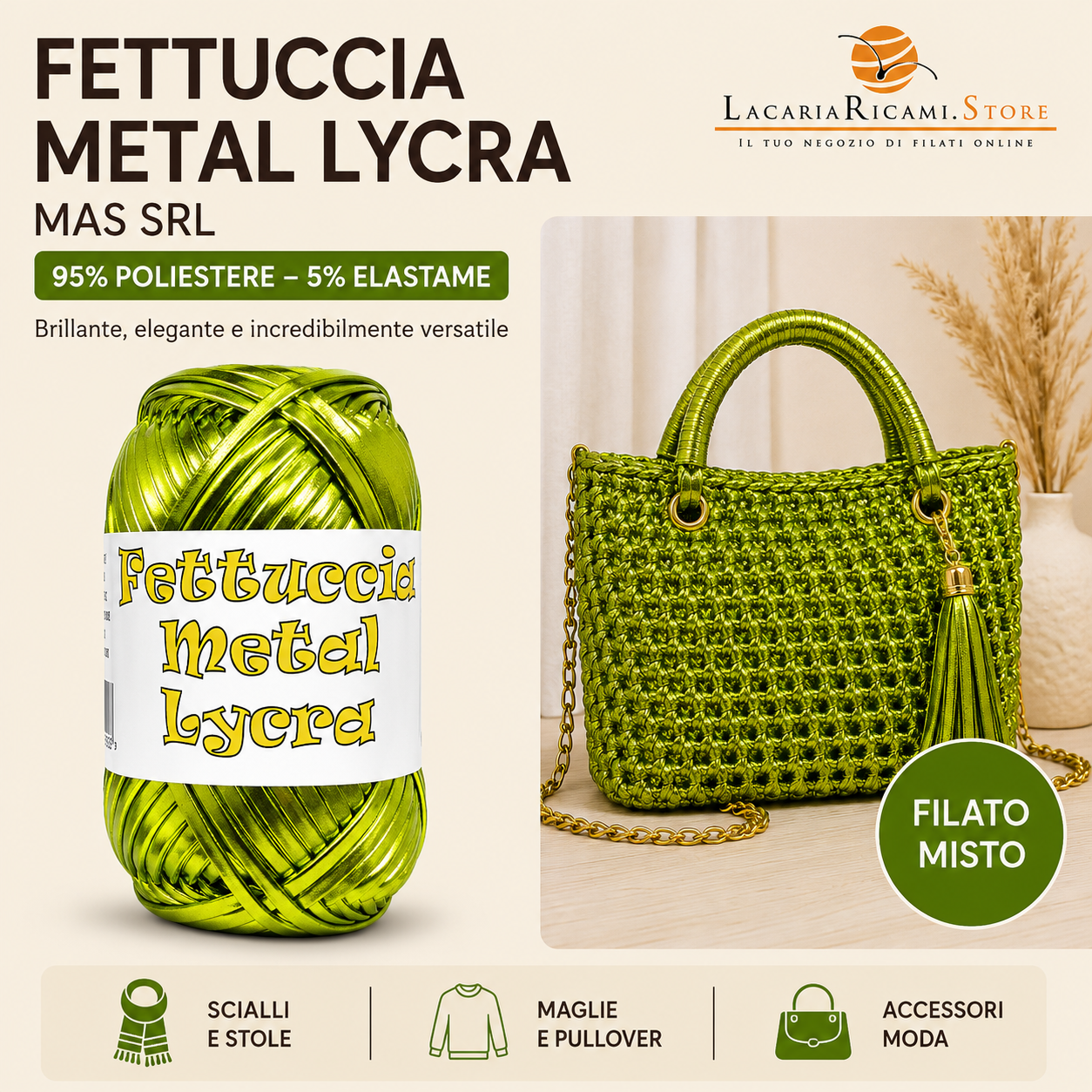 Fettuccia METAL LYCRA - MAS Srl - Colore: - by LacariaRicami.Store