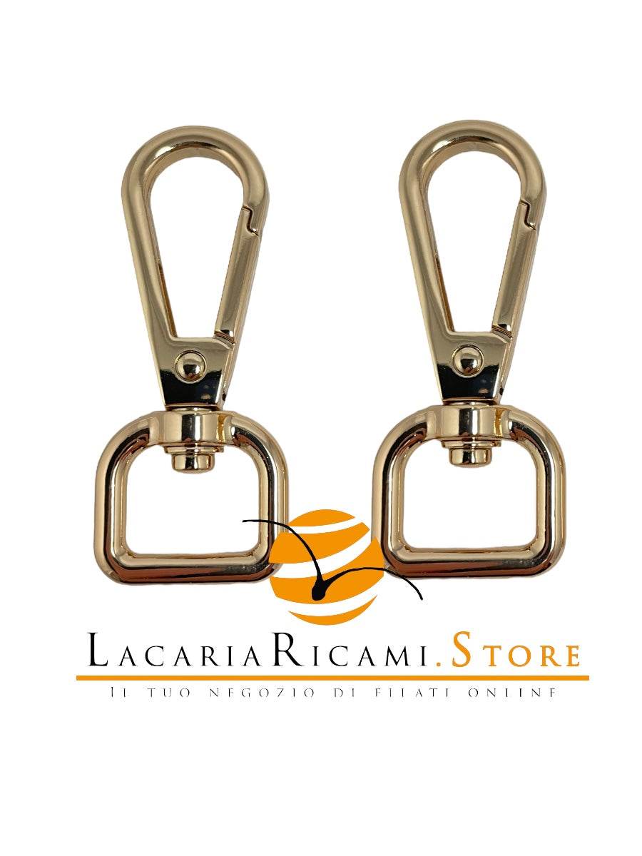 Moschettoni anello a D girevole - 48x20 mm - - LacariaRicami.Store