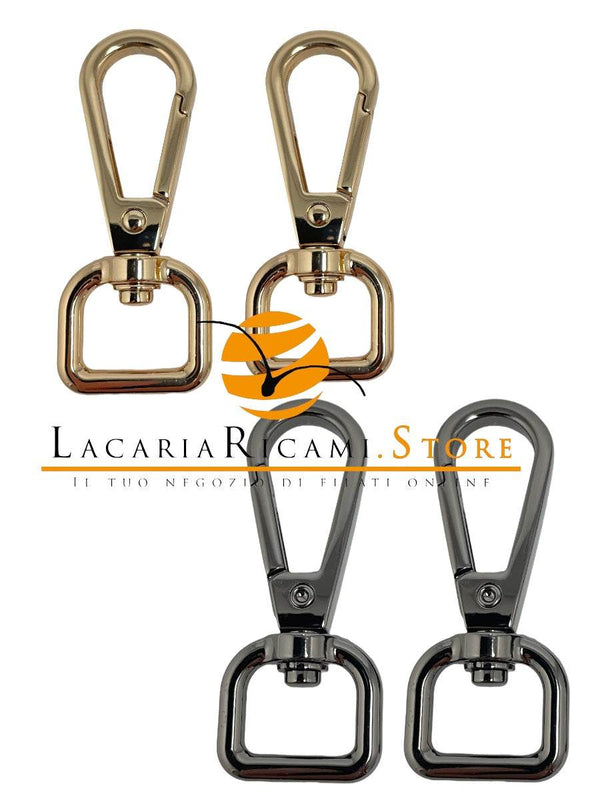 Moschettoni anello a D girevole - 48x20 mm - - LacariaRicami.Store