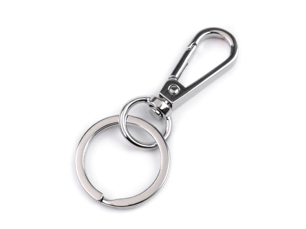 Portachiavi e moschettone in tono argento da 70x30mm perfetto per confezioni