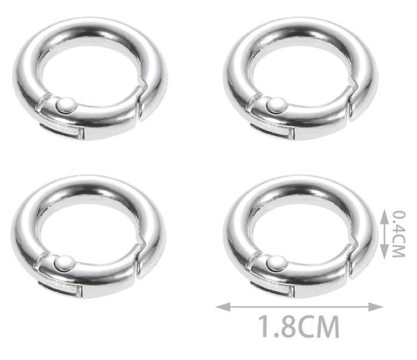 Quattro anelli a molla in argento per accessori premium Moschettone Ventaglio 18 mm
