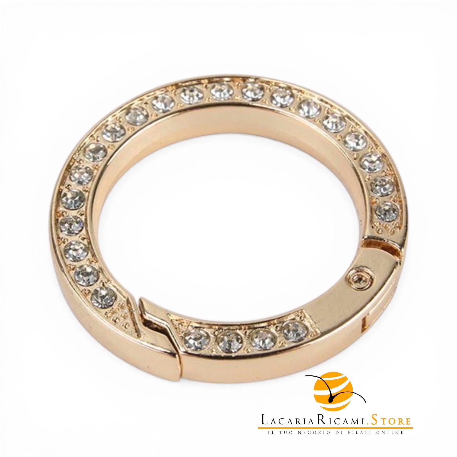 Moschettone Ventaglio Con STRASS 35 mm - Colore: TONDO - ORO - by LacariaRicami.Store