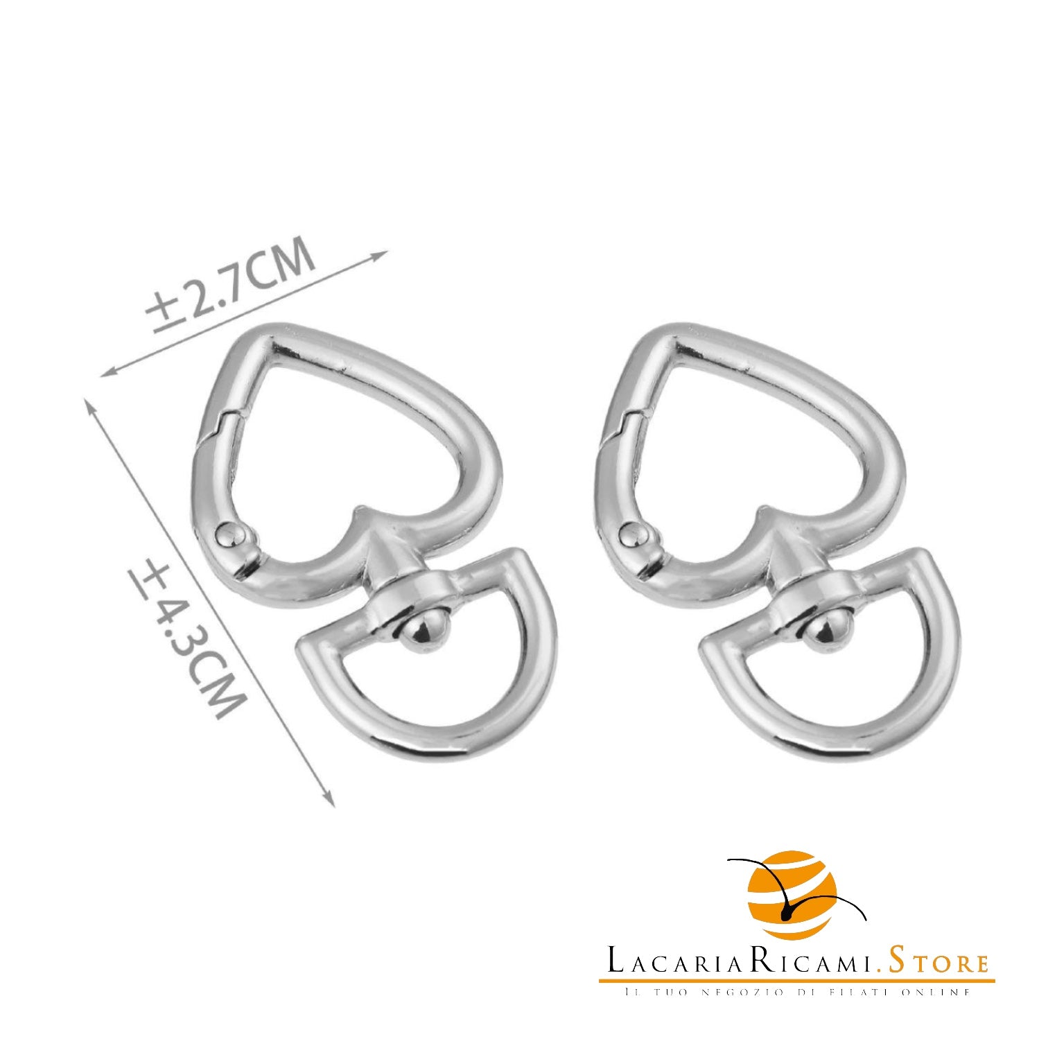 Moschettoni A Scatto - Colore: 845563 - (2pz) 43x27mm ARGENTO - by LacariaRicami.Store