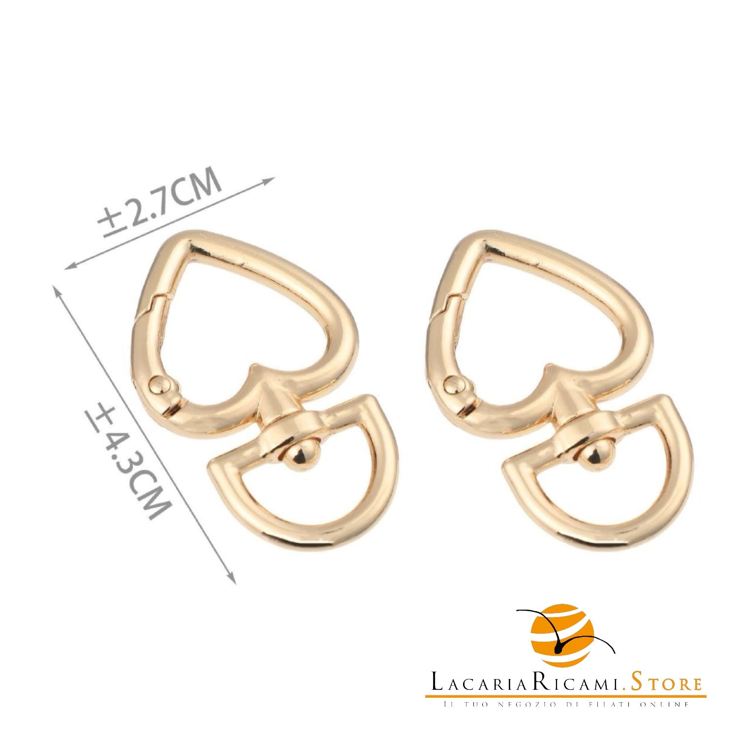 Moschettoni A Scatto - Colore: 845564 - (2pz) 43x27mm ORO - by LacariaRicami.Store